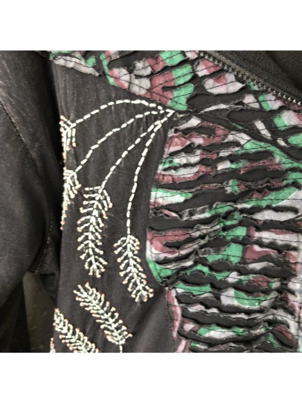 Windhorse Jacket Womens XXL Black Hooded Embroidered Floral Boho Cotton Nepal - Picture 10 of 13